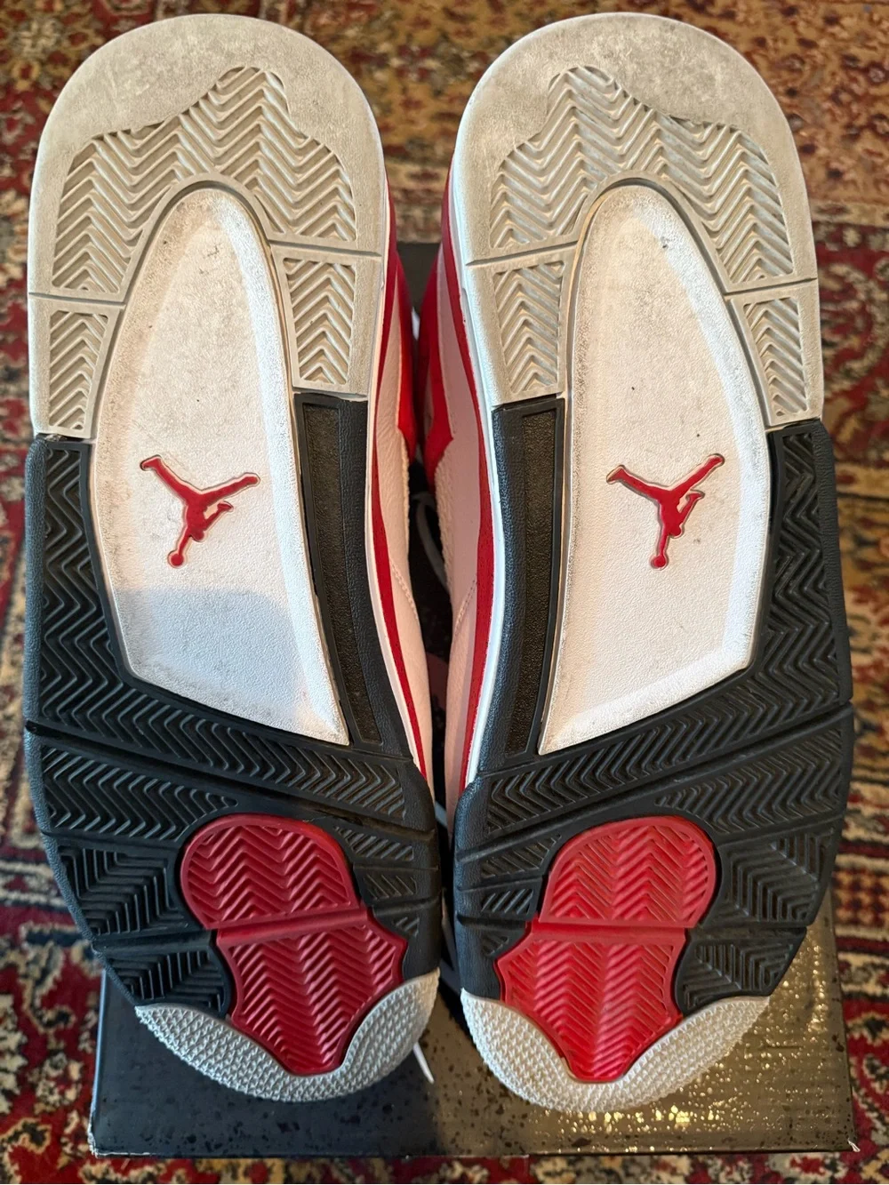 Jordan 4 Retro Red Cement - Mens Sneakers - White, Red, Black